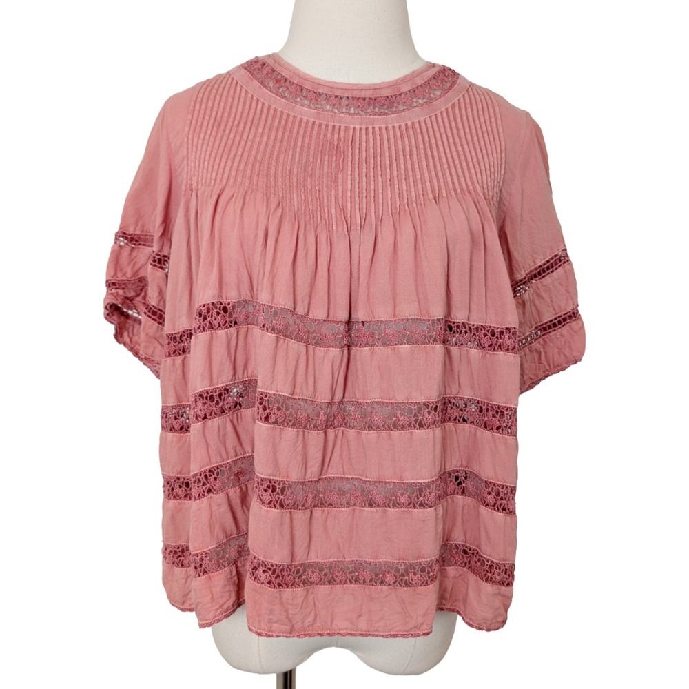 Wilfred Dusty Rose Lace-Trim Pintuck Blouse